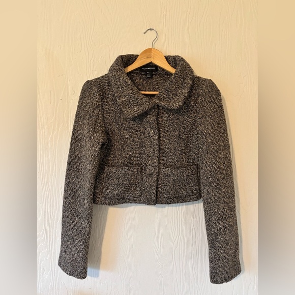 Club Monaco Wool Peppered Tweed Cropped Button Up Cardigan Jacket Top - Picture 5 of 10